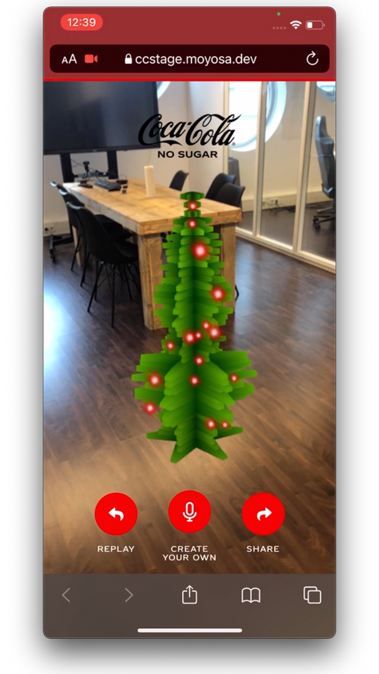 coca cola christmas treecording ar web app